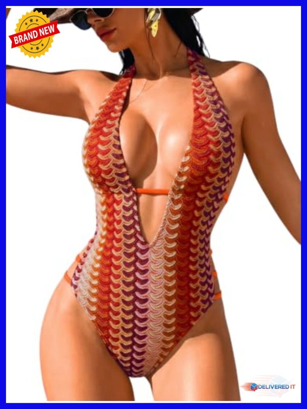 Plunge One Piece Swimsuit Backless Crochet Monokini Cheeky Bottom